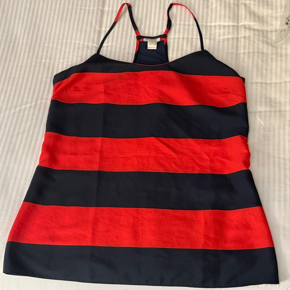 J. Crew Red and Blue Striped Blouse